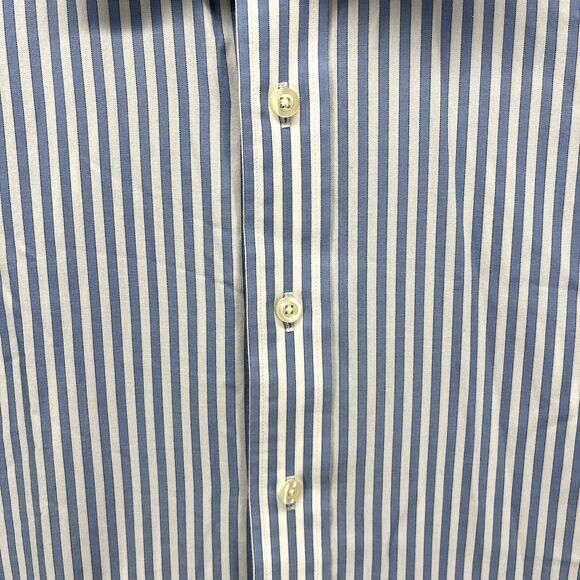 Michael Kors Shirt Mens Large 16  34/35 Blue Button Up Striped Long Sleeves - Picture 5 of 16